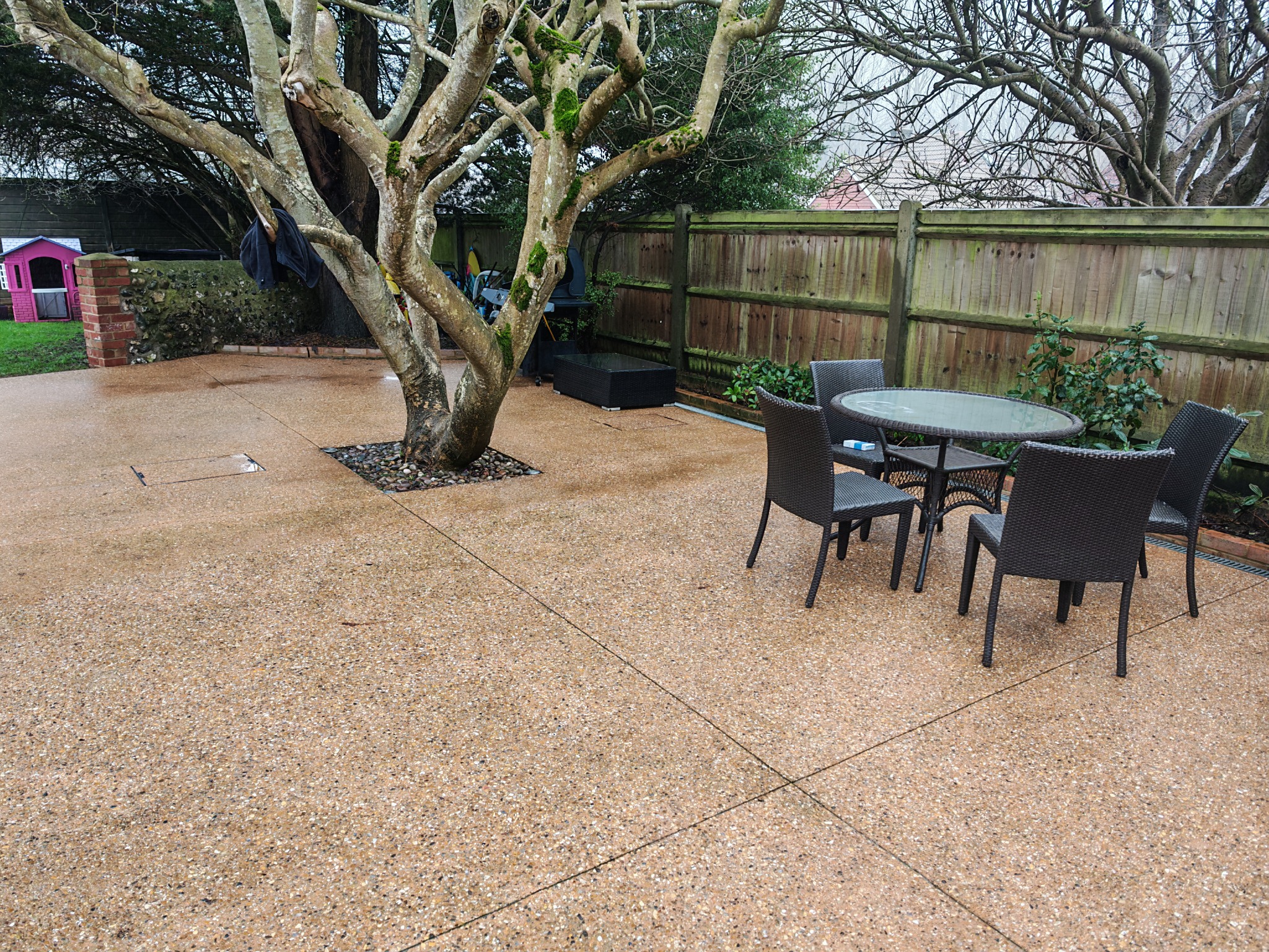 Clean patio after pressure washing